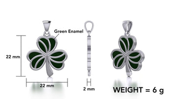 Enamel Shamrock Clover Silver Pendant TPD5160 - Jewelry